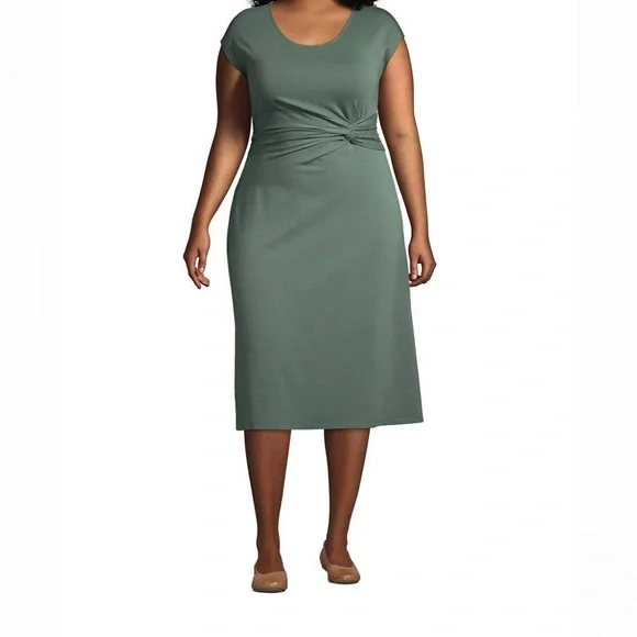 Lands' End | Dresses | Lands End Womens Cap Sleeve Twist Front Fit And Flare  Dress Medium 12 I | Poshmark